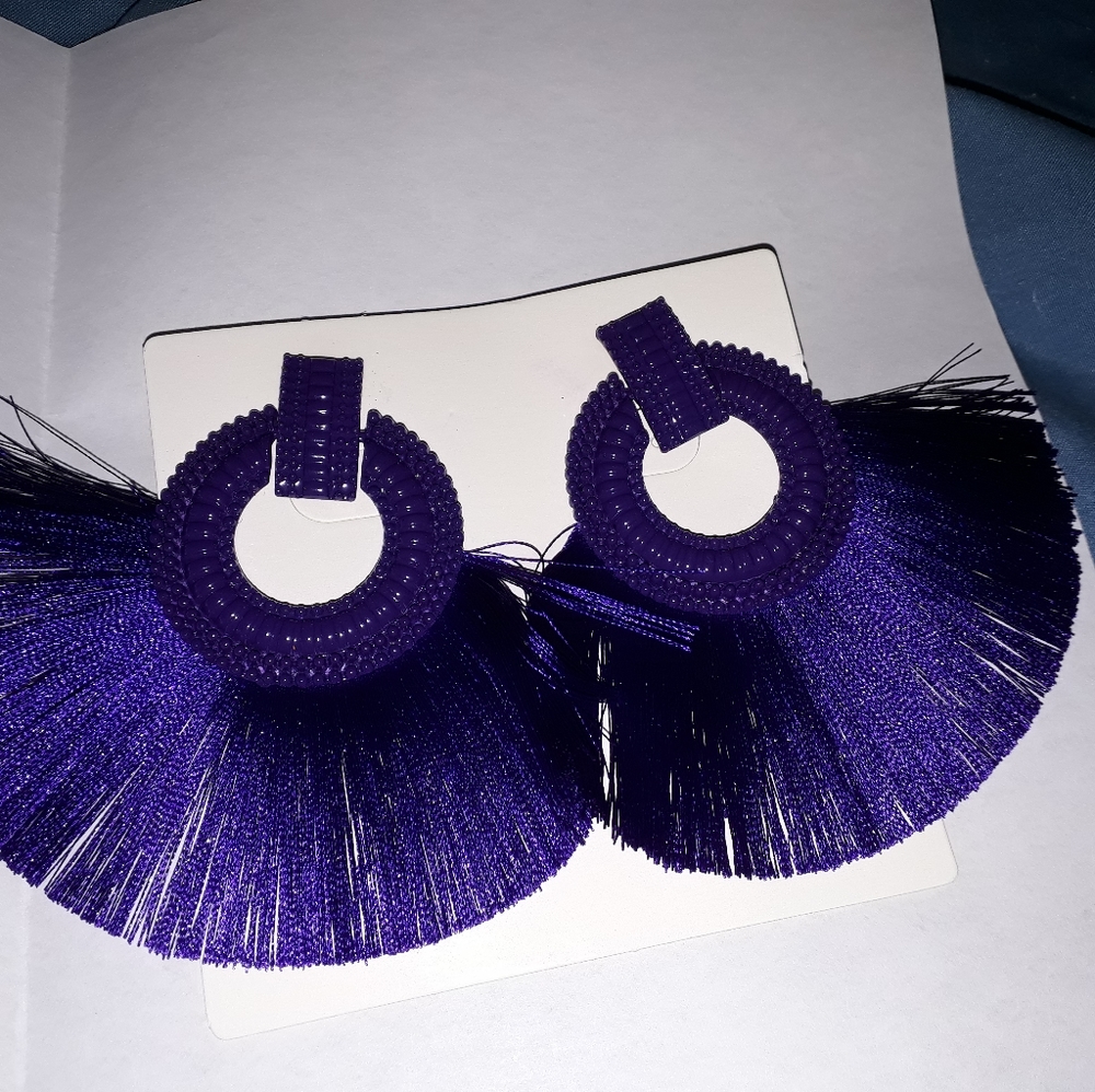 Purple Fringe Earrings